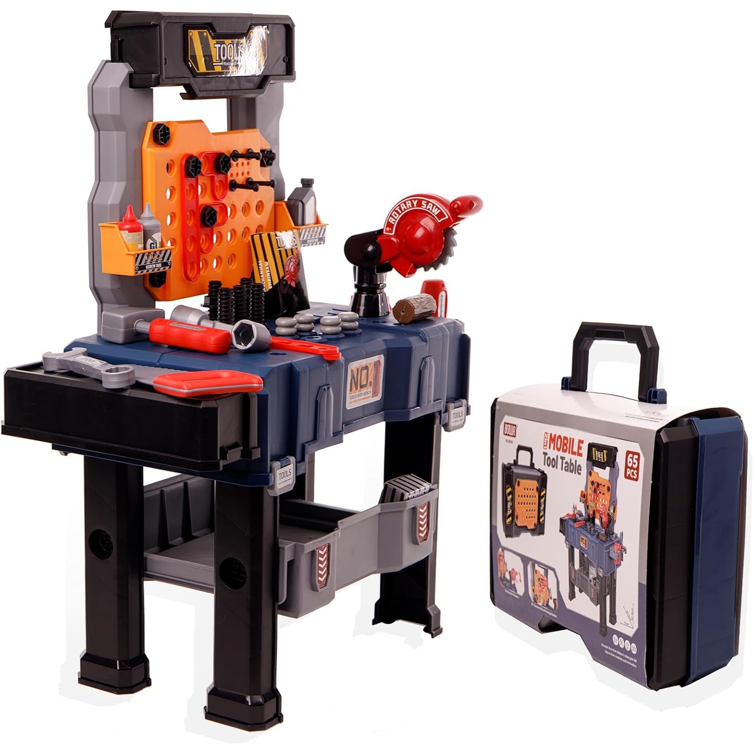 Tools Workshop Kids - 65 個キッズツールベンチセットごっこ遊び建設ワークベンチおもちゃ幼児用変形可能なワークショッププレイセット男の子女の子用