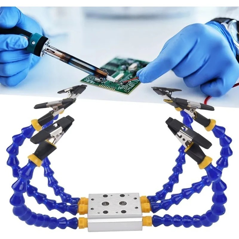 Workshop Tools Vice - PCB溶接修理ツール、アルミ合金製ベースベンチバイスはんだ付けステーション（4/6フレキシブルアーム＆はんだごてホルダー付き）