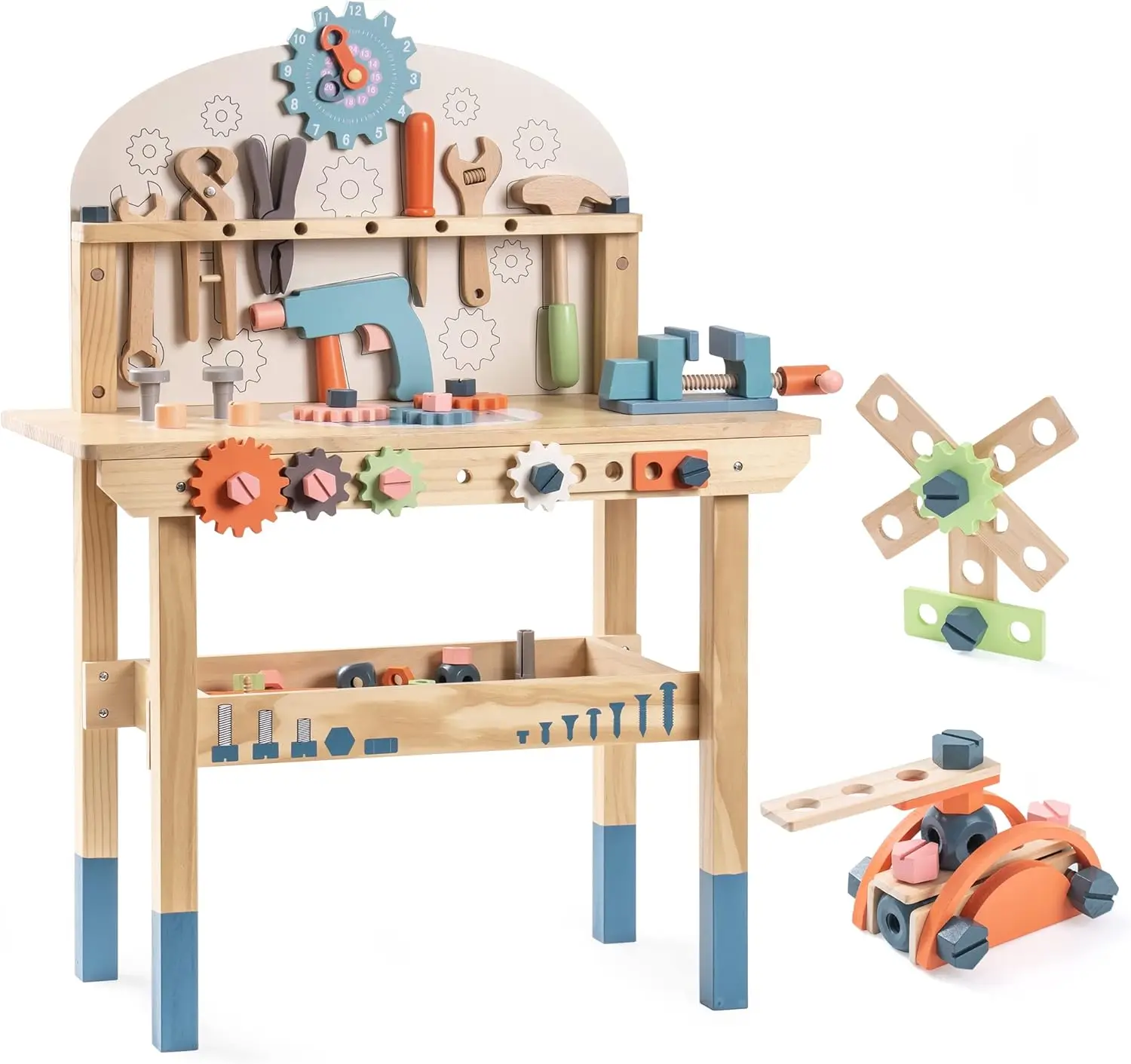 Tools Workshop Kids - Robotime Robud キッズツールベンチセット 大型木製ワークベンチ 建設おもちゃワークショップ 子供のおもちゃツールセット