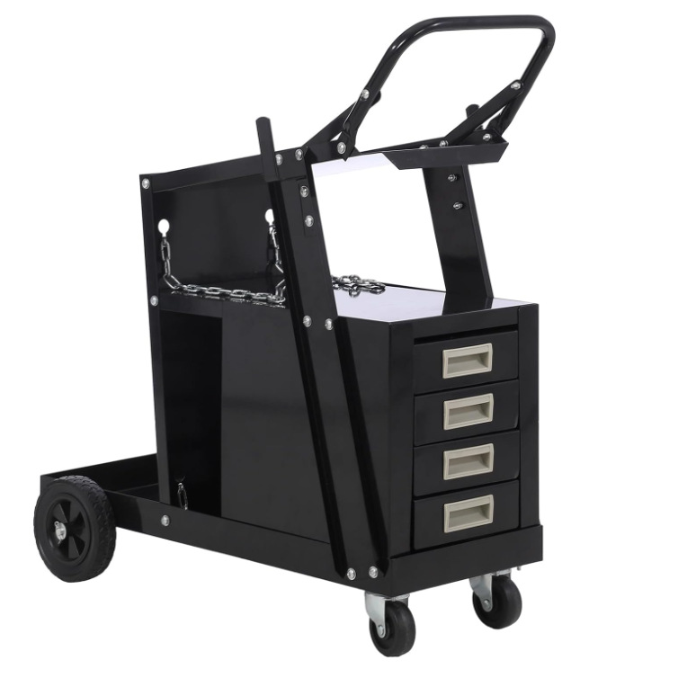 Workshop Tools Wholesale - 工場卸売 引き出し式可動溶接台車 ハンドル付きガスボンベカート ワークショップ溶接機ツールカート