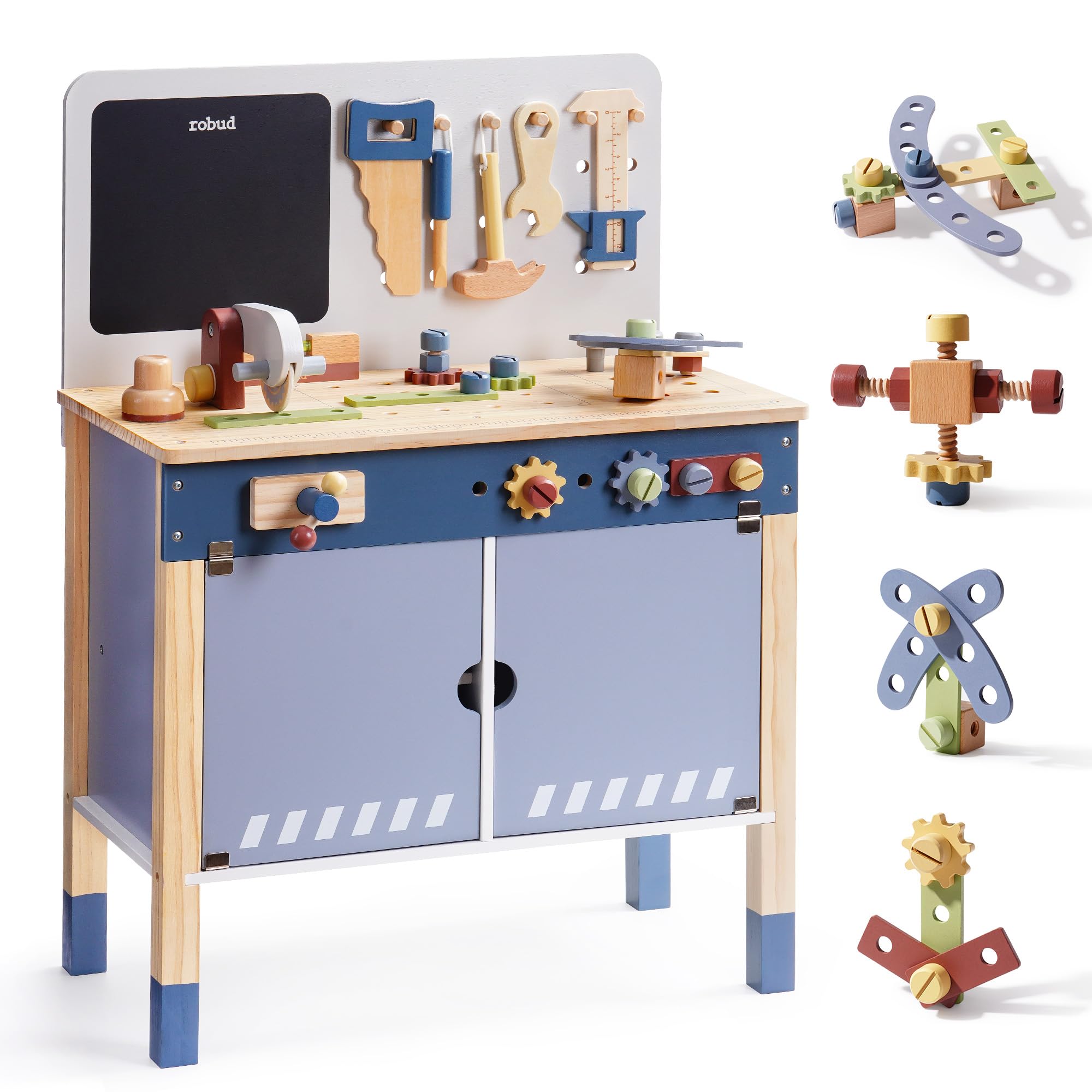 ROBUD 木製おもちゃワークベンチ ごっこ遊び クリエイテ - Tools Workshop Kids のレビューと価格