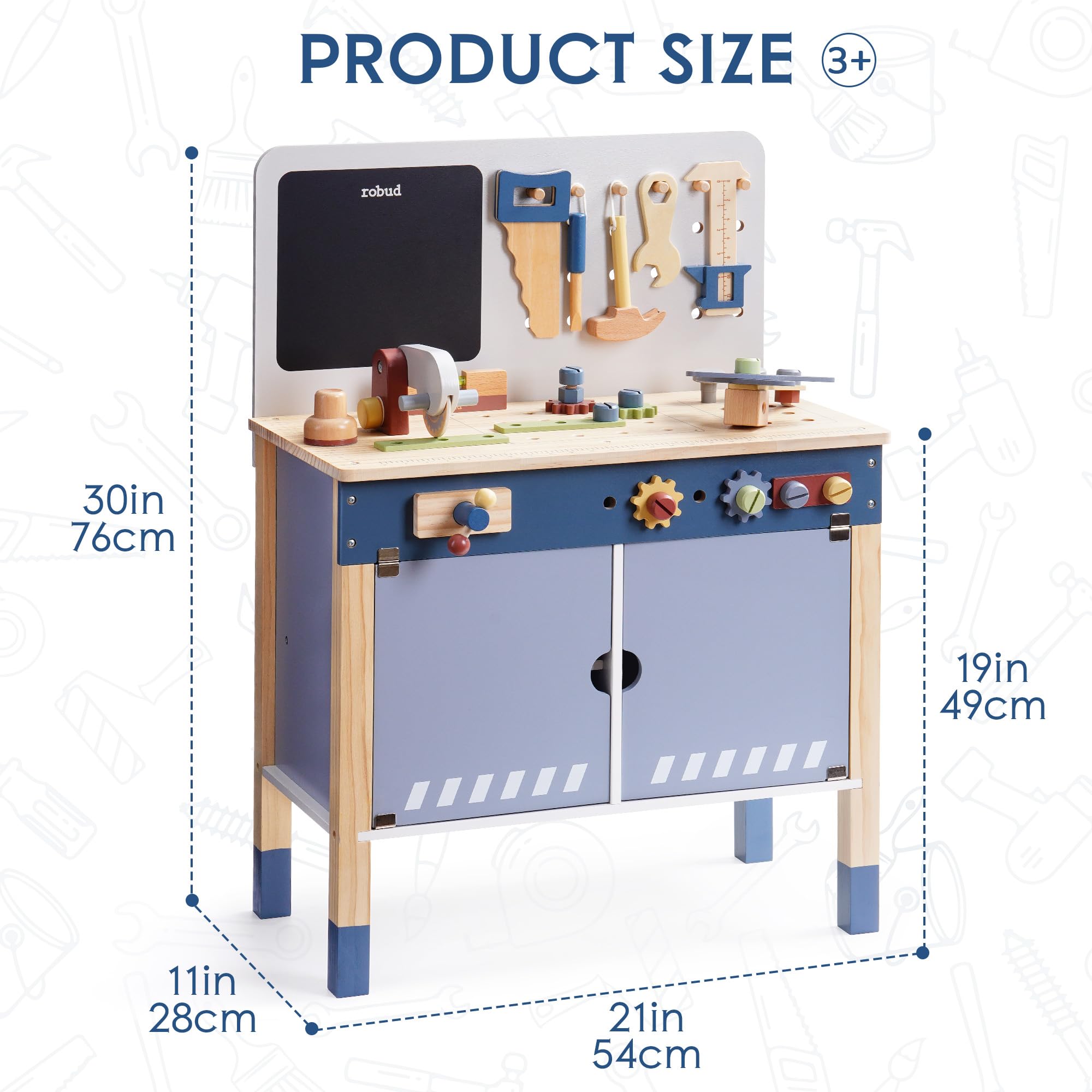 ROBUD 木製おもちゃワークベンチ ごっこ遊び クリエイテ - Tools Workshop Kids のレビューと価格