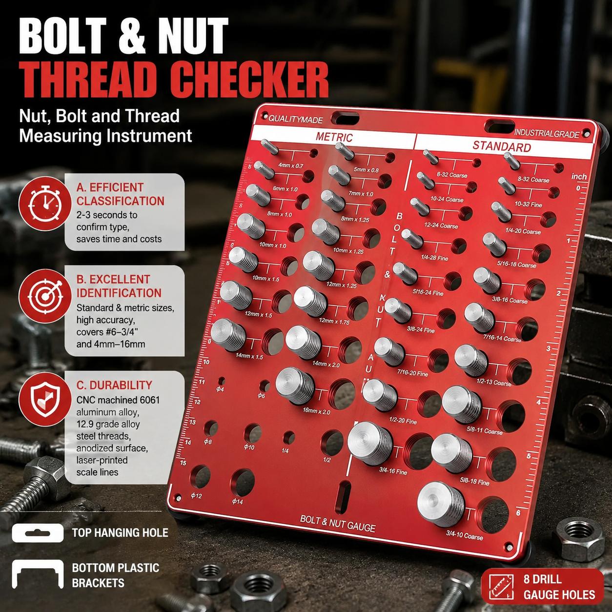 ナットとボルトのねじ径ゲージセット（標準およびメートルねじ用 - Tools For Woodworking Workshop のレビューと価格