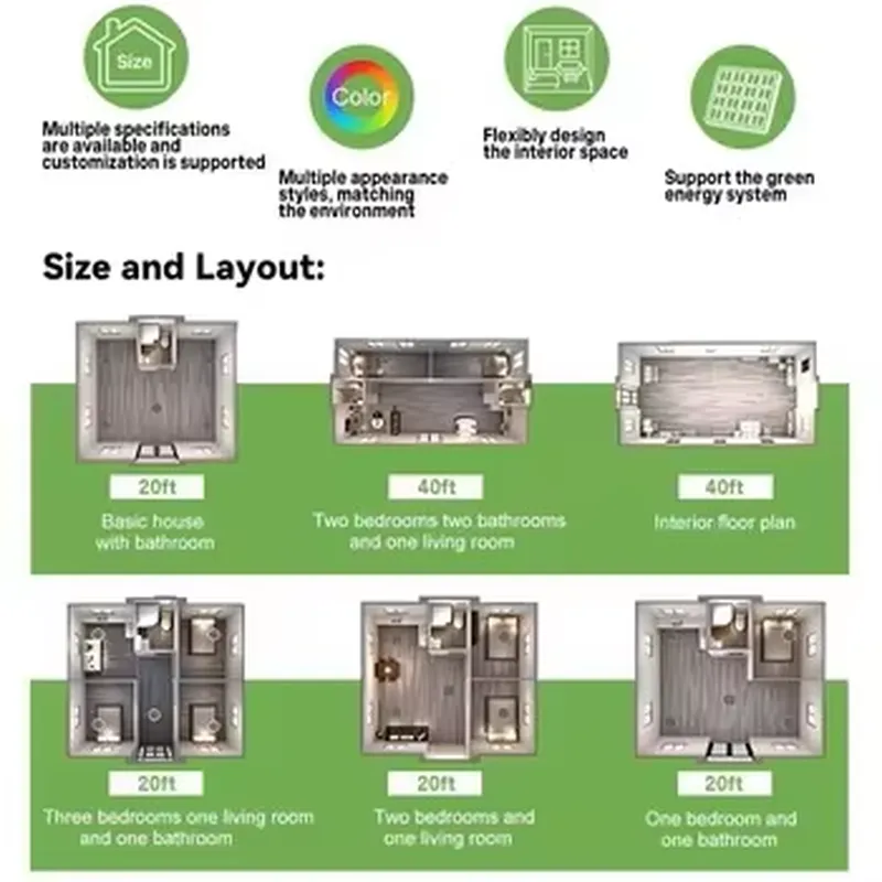 プレハブ耐風性鋼構造拡張型コンテナハウス、モダンデザイン、別 - Design Tools Workshop のレビューと価格